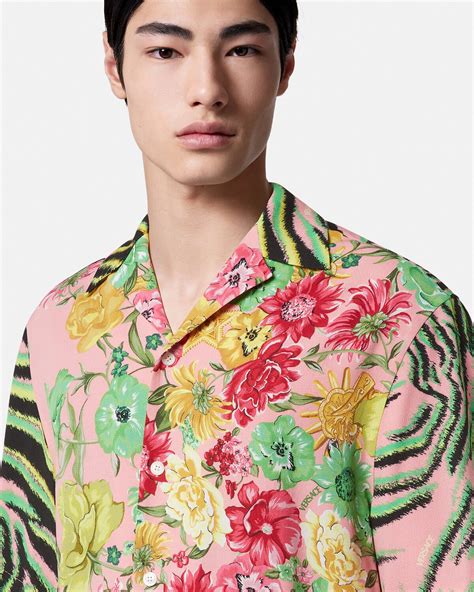 chemise imprimé versace|Versace Chemise Wildflower West En Soie .